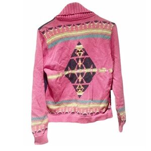 Pendleton Vintage Aztec print denim sweater jacket